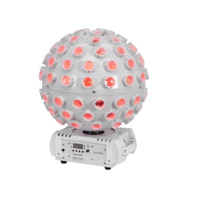 Luz de discoteca LED esférica com lentes vermelhas e base branca