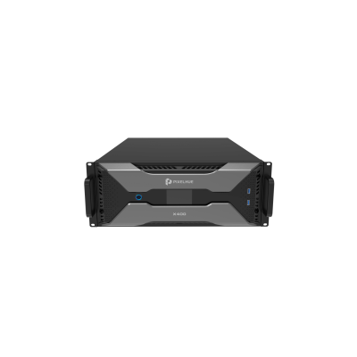 Equipamento electrónico PIXELHUE X400 cinzento e preto com botões azuis