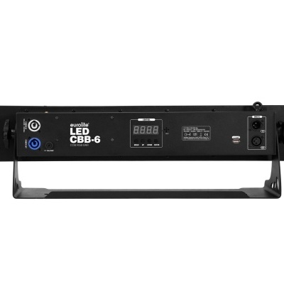 Painel de luz LED preto com visor digital e conectores