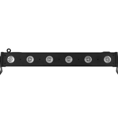 Barra de luz LED preta com seis luzes circulares