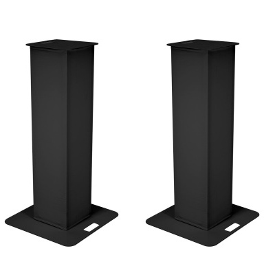 Par de colunas de suporte pretas com base e topo quadrados