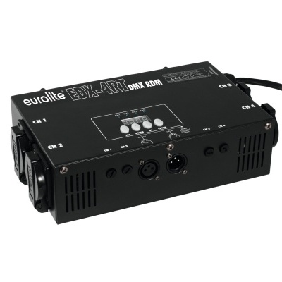 Interface de controlo Eurolite EDX-4RDM DMX ROM preta com botões brancos