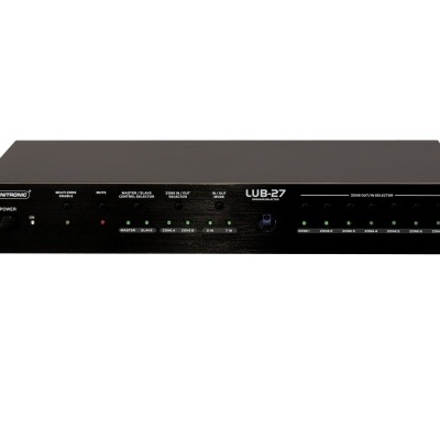 Aparelho eletrónico preto de controlo de iluminação LUB-27 com botões e LEDs