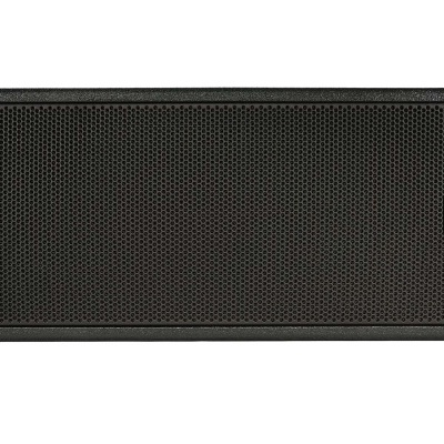 Coluna de som preta com grelha perfurada e logótipo SOUN