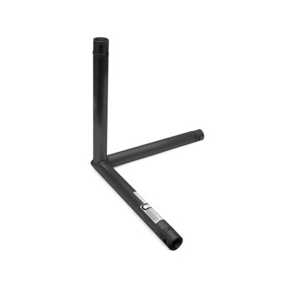 Suporte de metal preto em forma de L com três tubos cilíndricos em fundo branco