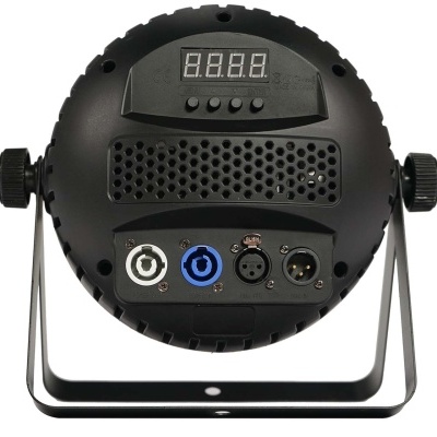 Receptor de luz circular preto com visor digital e conexões traseiras