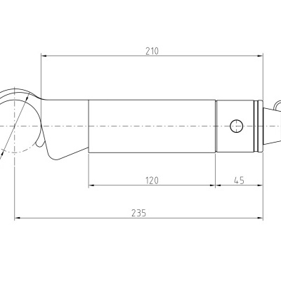 Desenho técnico de peça metálica com medidas em milímetros