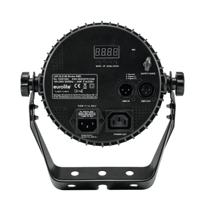 Projeção LED preta redonda com painel traseiro e display digital