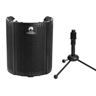Filtro anti-ruído preto com tripé e suporte para microfone