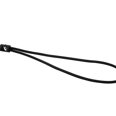 Elástico preto com fecho de plástico e etiqueta com logótipo branco