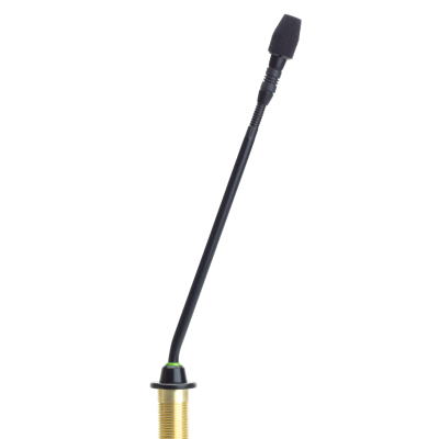 Antena de automóvel preta com base roscada dourada.