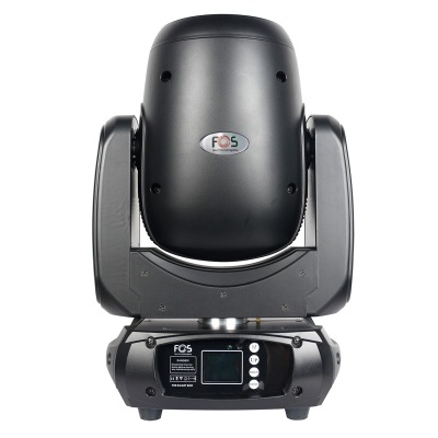 Luz móvel profissional de palco preta com visor digital e botões de controlo