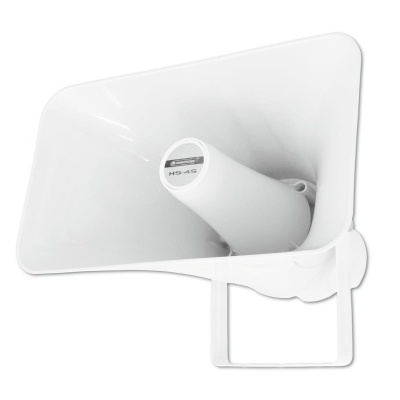 Altifalante megafone branco com texto MEGAFONE no centro