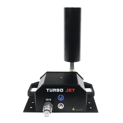 Máquina industrial Turbo Jet preta com tubo vertical e botões