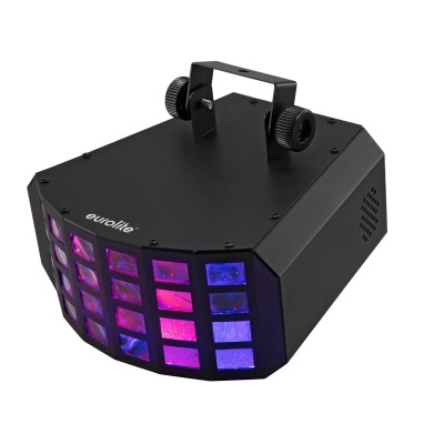 Luz de efeito para palco Aurélia com painel colorido e estrutura metálica preta