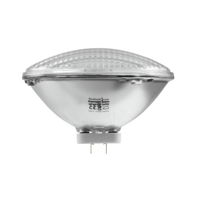 Lâmpada refletora PAR36 com base bi-pin e cúpula de vidro texturizado