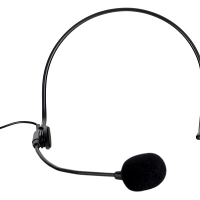 Auricular tipo headset preto com microfone e espuma protetora