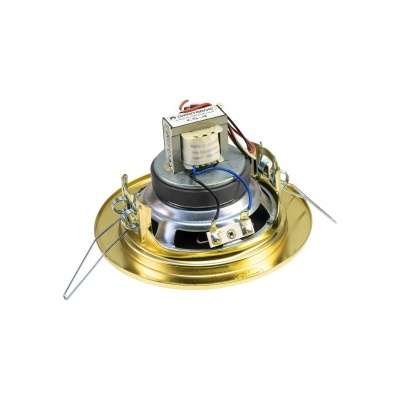 Altifalante redondo metálico com bobina e fios coloridos