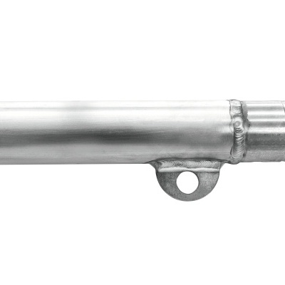 Tubular metálico prateado com soldadura e suporte