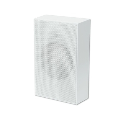 Coluna de som branca com grelha perfurada