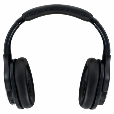 Headphones pretos over-ear com almofadas acolchoadas