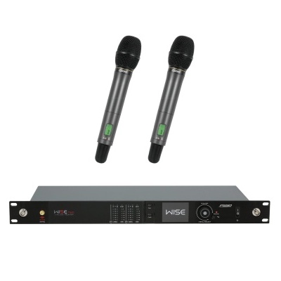 Sistema de microfone sem fios com dois microfones e receptor WISE preto