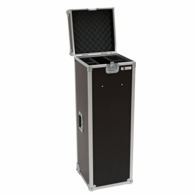 Estojo rígido preto com estrutura metálica e interior acolchoado