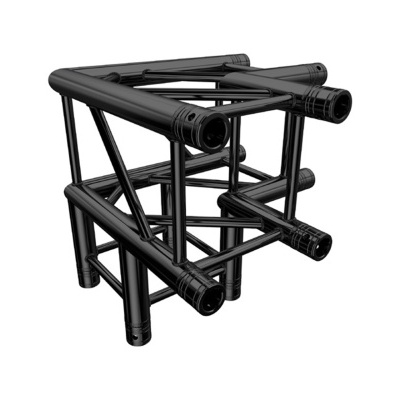 Estrutura de metal preta tipo truss com tubos cilíndricos