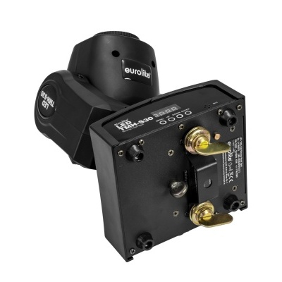 Dispositivo eletrónico preto com etiquetas e componentes metálicos dourados