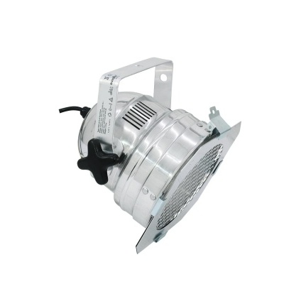 Refletor tipo par 64 metálico prateado com grelha frontal e suporte ajustável