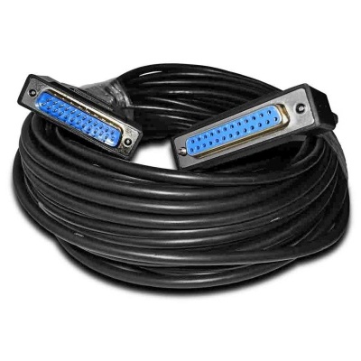 Cabo preto alto densidade com conectores metálicos azuis em ambas as extremidades