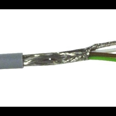 Cabo elétrico com fios expostos e isolamento metálico