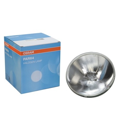 Lâmpada halogénea OSRAM PAR64 com refletor metálico e caixa azul