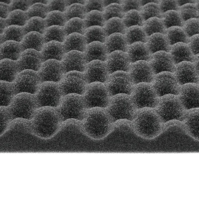 Espuma acústica cinzenta em padrão de ondulações