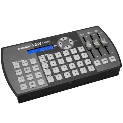 Controlador Eurolite EASY SHOW preto com botões cinza e ecrã azul