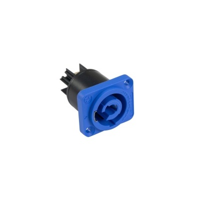 Conector elétrico quadrado preto com parte frontal azul