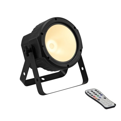 Projetor LED preto com controle remoto branco