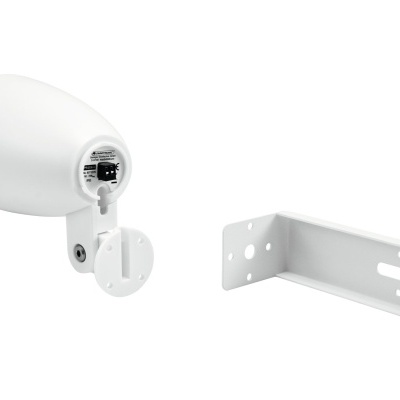 Dispositivo branco com suporte e suporte metálico em forma de L branco