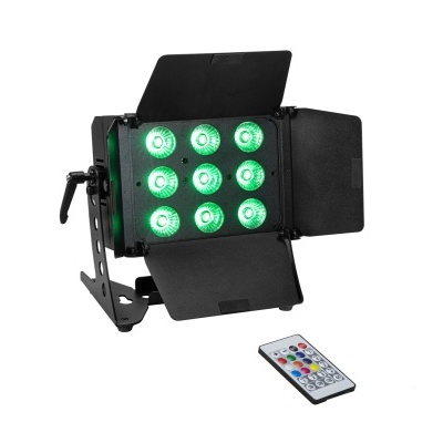 Projetor LED quadrado com 9 LEDs verdes e controlo remoto