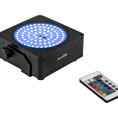 Luz LED quadrada preta com comando remoto colorido