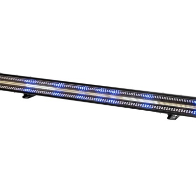 Barra de luz LED preta com iluminação azul