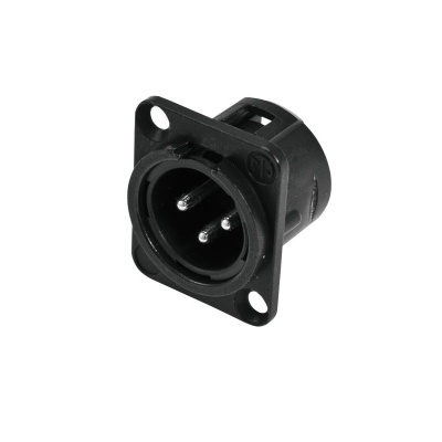 Conector XLR de painel preto com três pinos