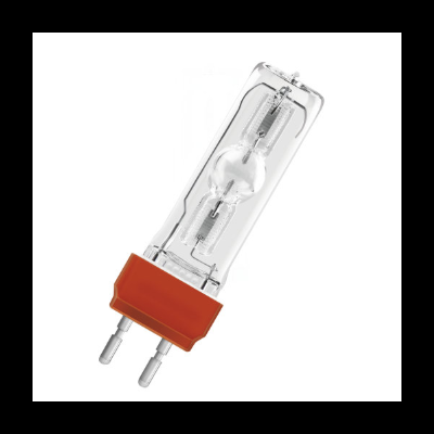 Lâmpada halogénea transparente com base laranja e terminais metálicos