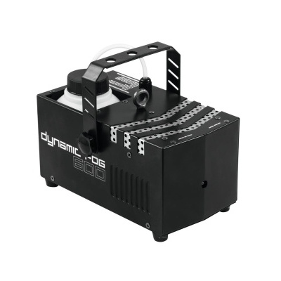Maquina de efeitos Dynamic Fog preta com alça e tampa branca