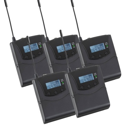 Transmissores sem fios pretos com ecrã digital e antena