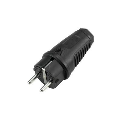 Plugue elétrico preto com dois pinos