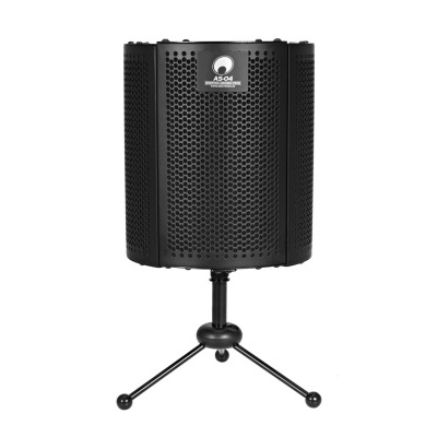 Filtro anti-ruído de microfone preto com suporte tripé
