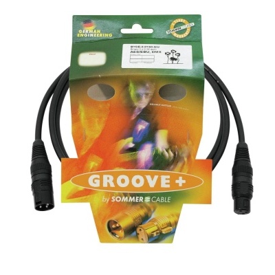Cabo XLR preto com embalagem colorida GROOVE+.