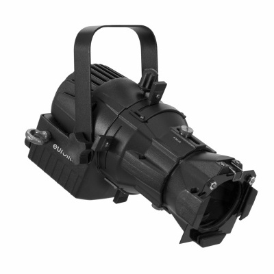 Projetor de luz profissional preto com suporte e lentes frontais