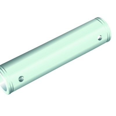 tubo cilíndrico verde-água com orifícios laterais e extremos abertos